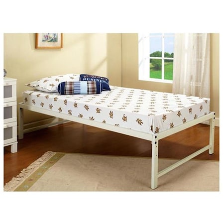 Inroom Furniture Designs Hi Riser bed with solidwhite wood posts and white metal frame. white Finish B59-1-2
